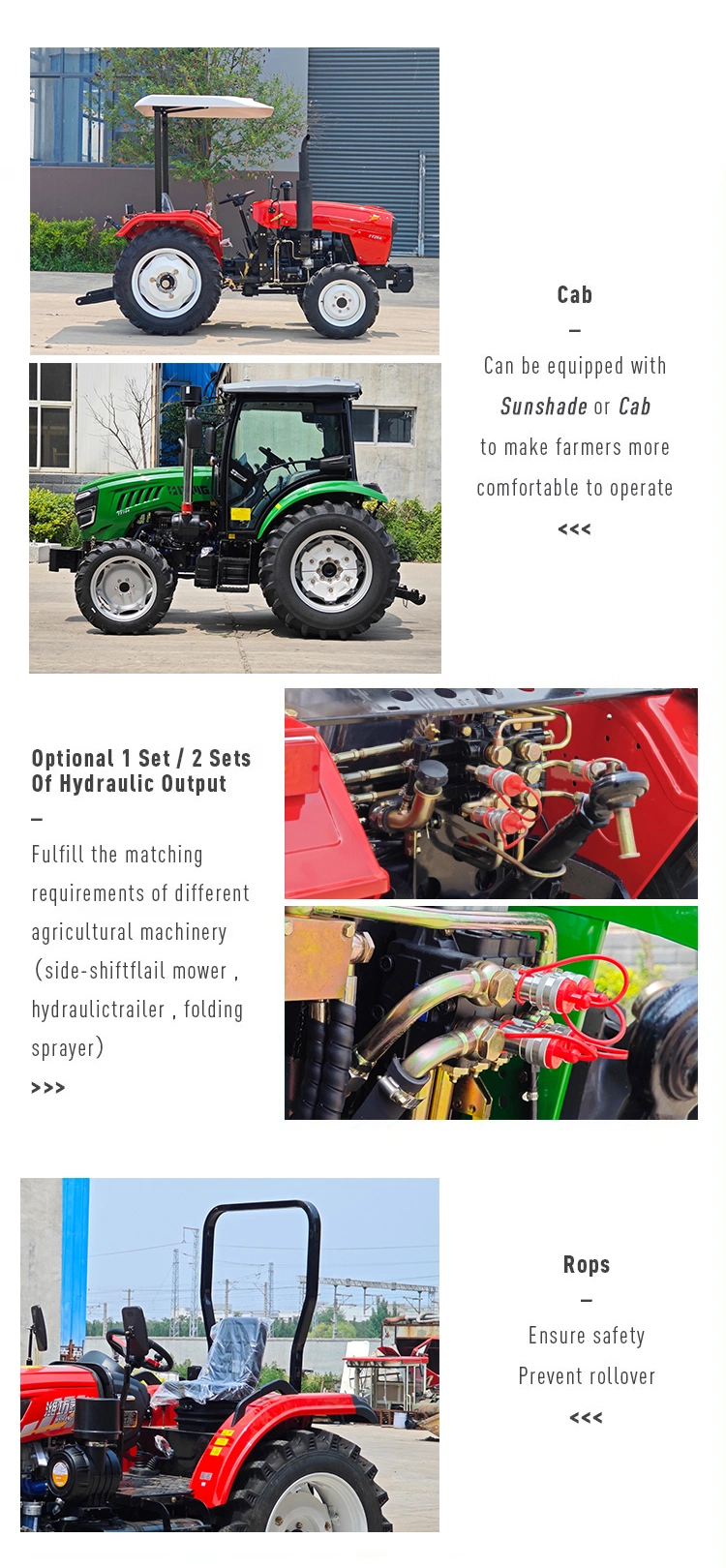 China Farm Mini Tractor Seat Tractor Truck Baratos Lawn Mower Walk-Behind Tractor for Agriculture Garden 4WD