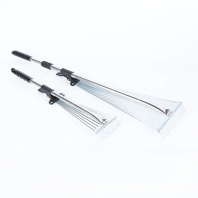 Stainless Steel Telescopic Garden Defoliation Harrow Farm Tools Leaf Rake