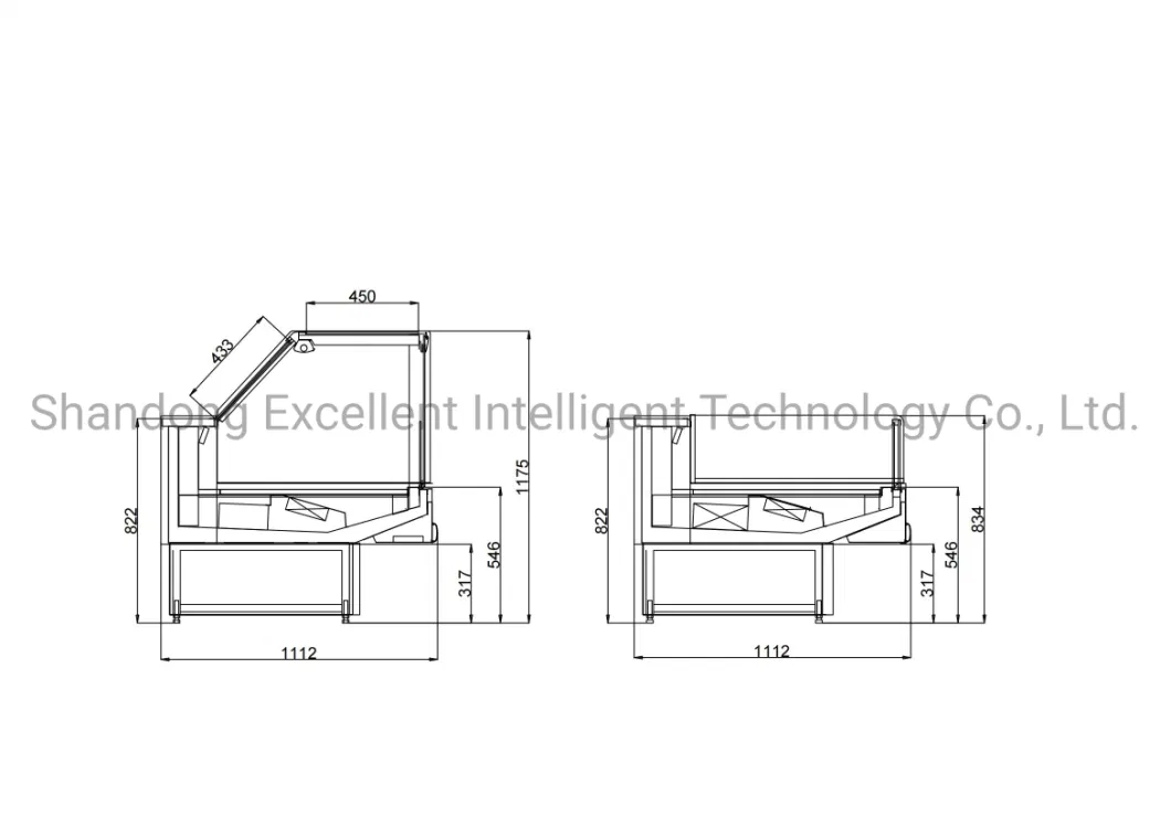 Square Type Flip up Glass Door Deli Display Fridge/Serve Over Service Counter Cabinet Refrigerator