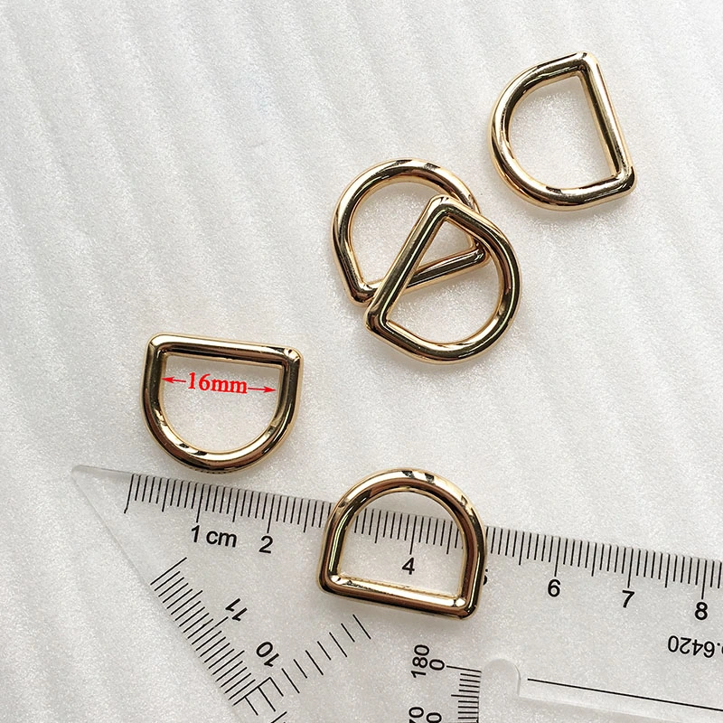 Shiny Gold Metal D Rings Clasps Buckles for Garment Accessories