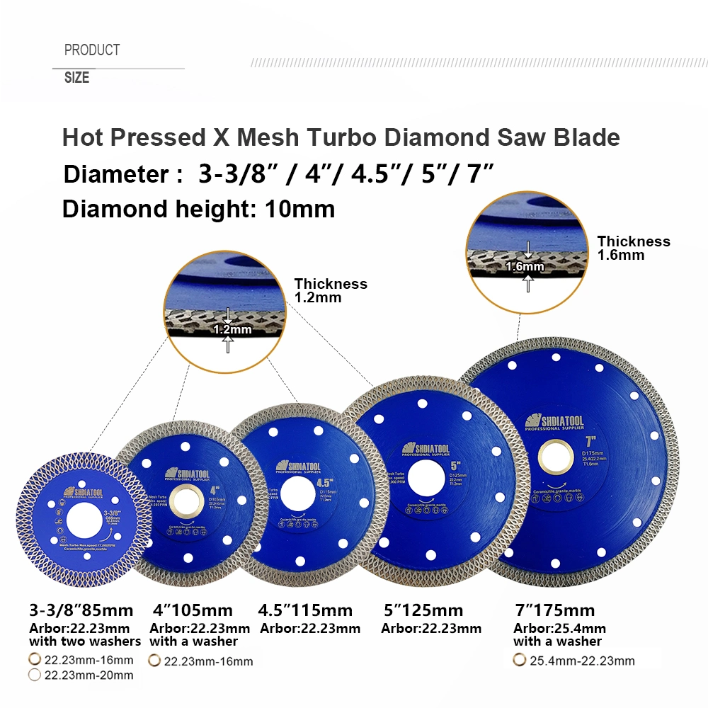 5inch Widely Use Diamond X Mesh Cutting Disk Cut Saw Blades