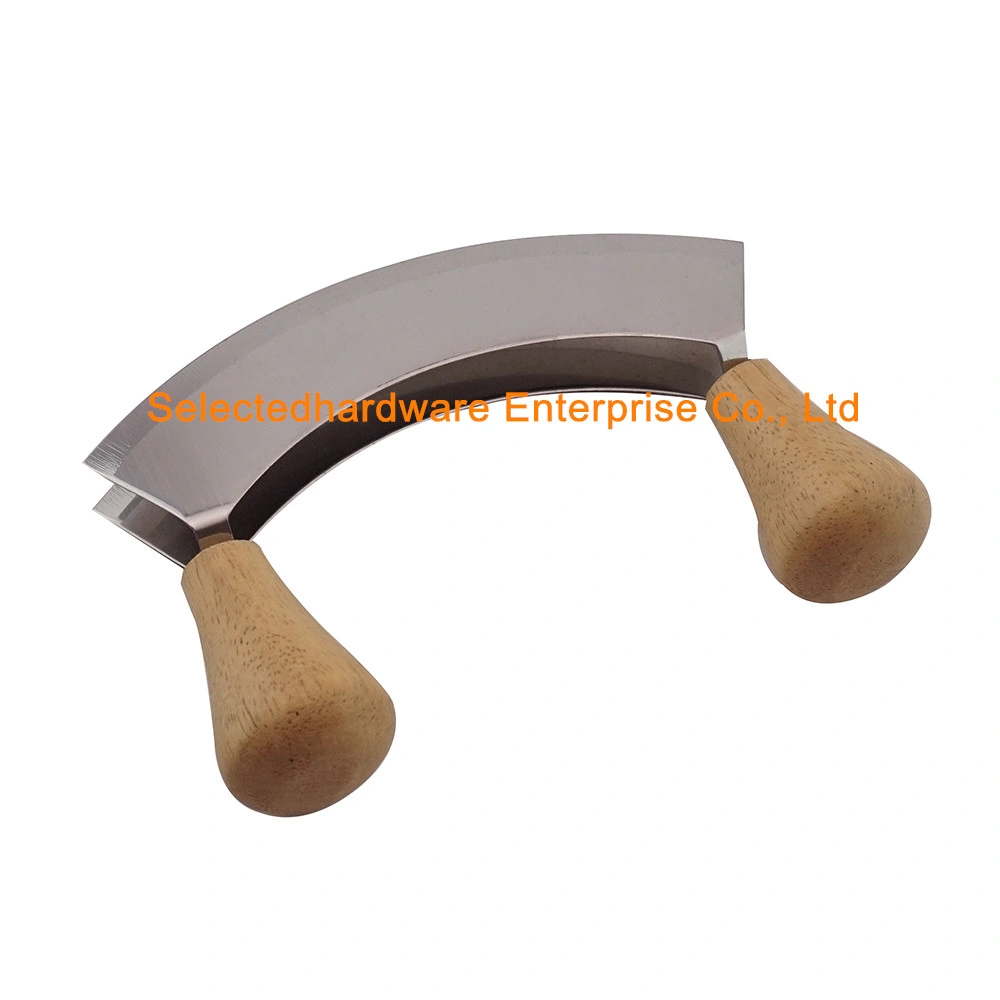 Double Blade Vegetable Chopper Knife Wooden Handle