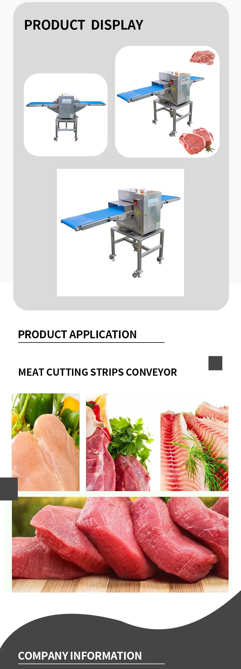 Conveyor Belt Deli Meat Cutter Beef Chicken Breast Bacon Sausage Automatic Cutter Three Blades