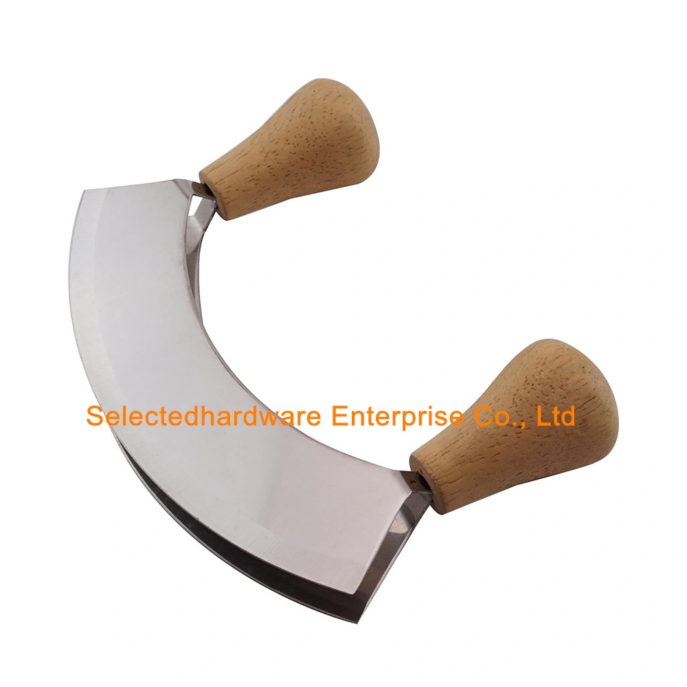 Double Blade Vegetable Chopper Knife Wooden Handle