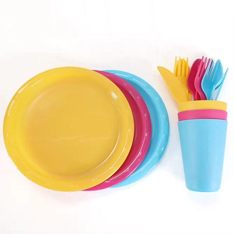 Plastic Disposable Dinnerware Set Party Tableware Supplies Plates Cups Forks Knives Spoons Set