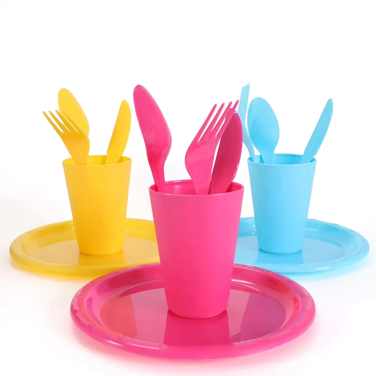 Plastic Disposable Dinnerware Set Party Tableware Supplies Plates Cups Forks Knives Spoons Set