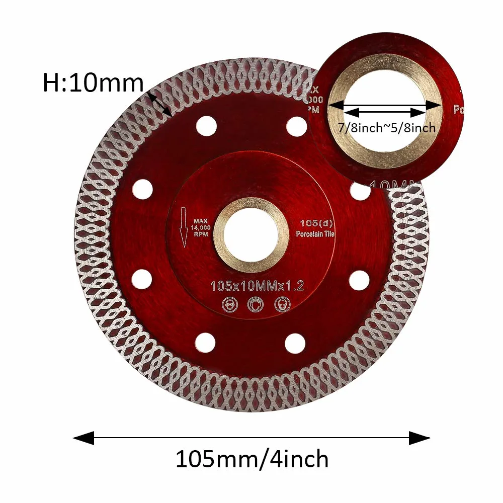 Super Sharp Thin Turbo 4.5 Inch Diamond Saw Blade for Granite Porcelain Cutting Disc 115mm 4 1/2 Diamond Porcelain Tile Cutting Disks Blade for Granite