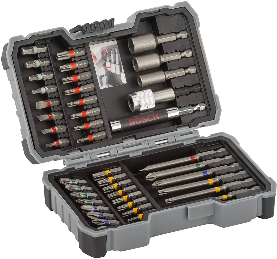 Professional 43-Piece Extra Hard Screwdriver Bit and Nutsetter Set (1/4&quot; Hexagonal Shank, Drill Driver Accessories, In Case)