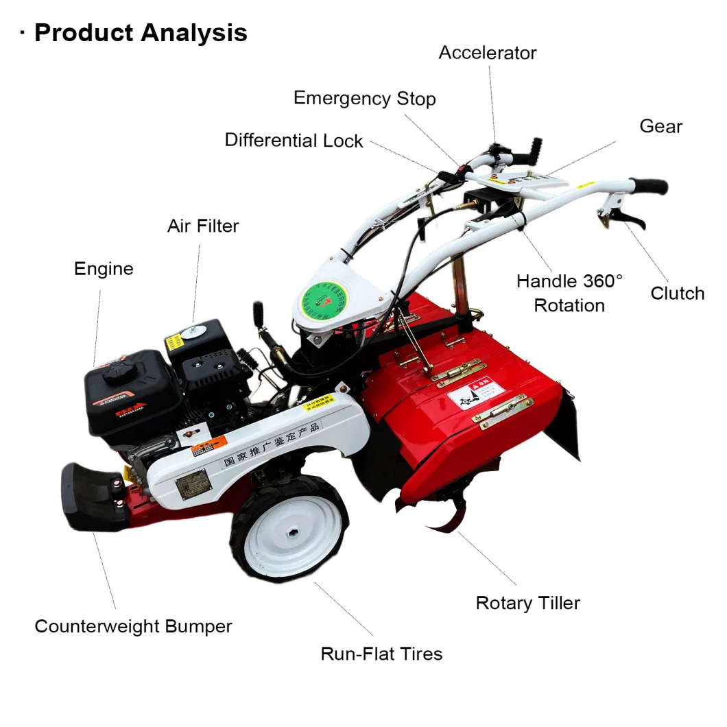 Shandong Supplier Mini Gasoline Motocultor Motoculteur Rototiller Cultivator Rotary Power Rear Tine Tiller