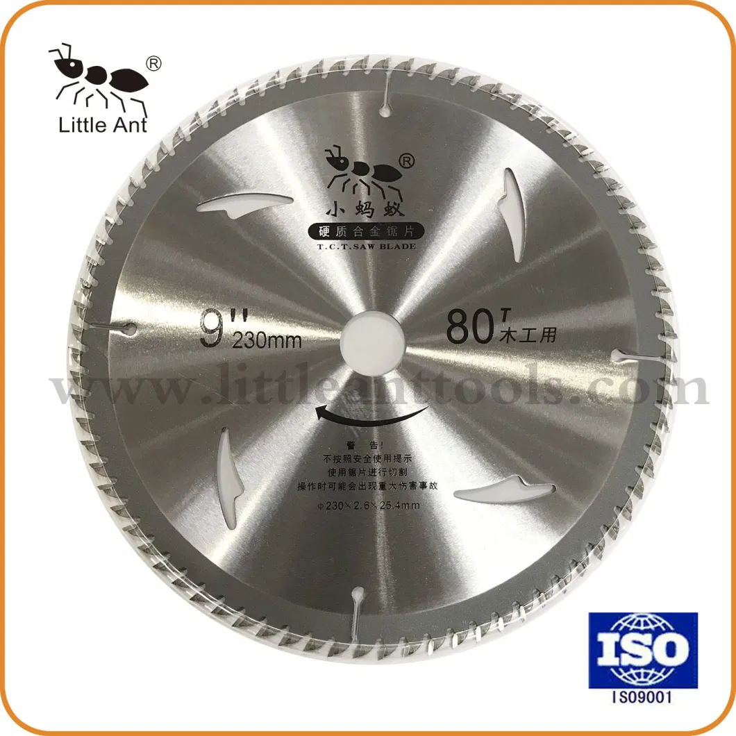 9&quot; 80t Hardware Tools Circular Carbide Cutting Disk Tct Saw Blade for Wood &amp; Aluminum