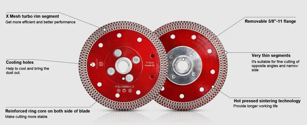 Super Sharp Thin Turbo 4.5 Inch Diamond Saw Blade for Granite Porcelain Cutting Disc 115mm 4 1/2 Diamond Porcelain Tile Cutting Disks Blade for Granite