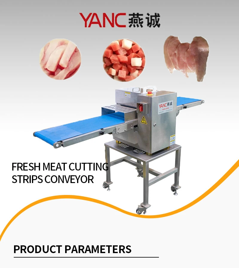 Conveyor Belt Deli Meat Cutter Beef Chicken Breast Bacon Sausage Automatic Cutter Three Blades