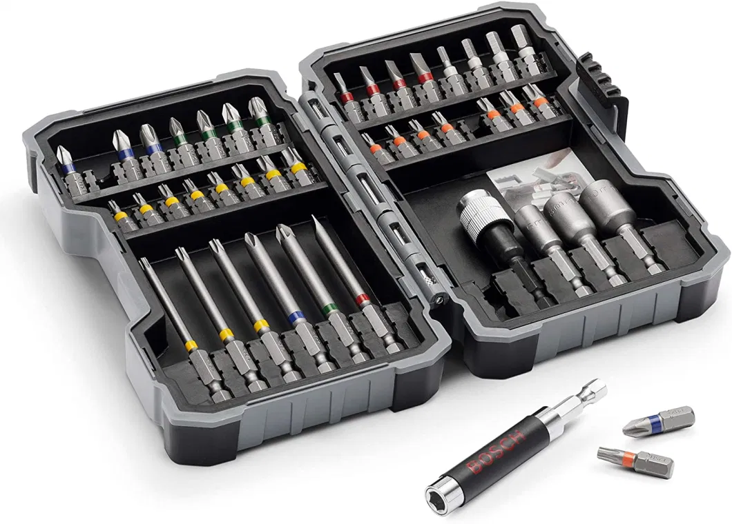 Professional 43-Piece Extra Hard Screwdriver Bit and Nutsetter Set (1/4&quot; Hexagonal Shank, Drill Driver Accessories, In Case)