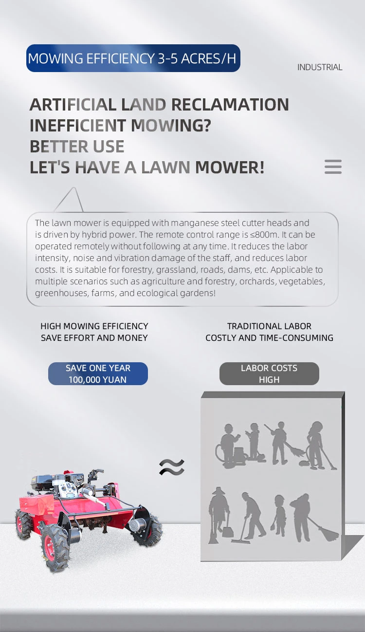 Crawler Self-Propelled Lawn Mower Garden Weeding Machine Remote Control Save Labor and Low Price