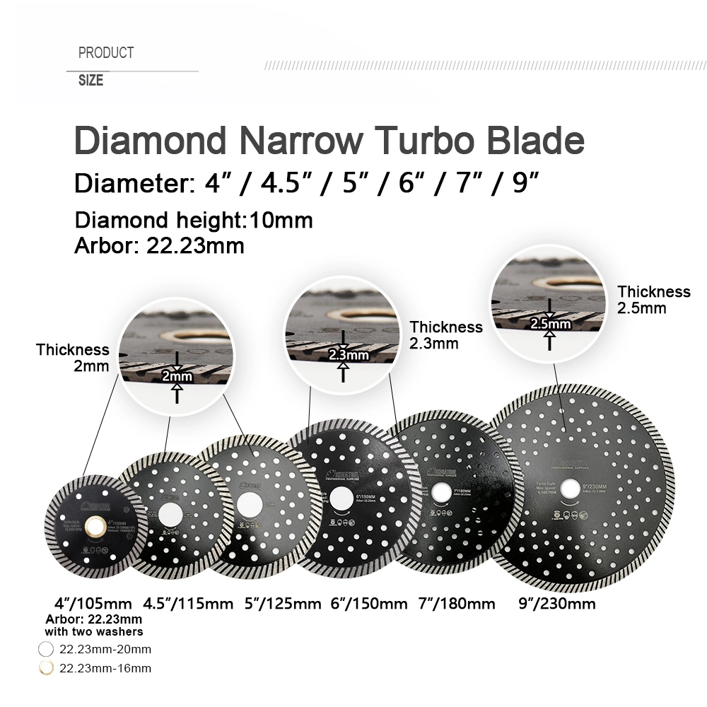 4-9inch Multi Hole Turbo Diamond Cutting Disc Tile Cutter Cutting Saw Blade for Porcelain Hard Ceramics Tile Quartz