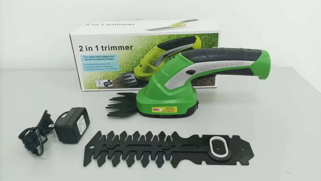 Edge Trimmer Cordless 21V, 2-in 1 Handheld Shrub Trimmer, Electric Bush Trimmer for Garden &Lawn Pruning, Rechargeable Lithium Battery