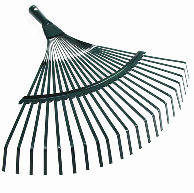 Gardening Tools Green Dead Leaf Rake Steel Wire Grass Rake Garden Rake Flowers and Grass Multi-Tooth Grass Rake