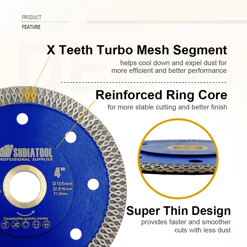 Hot Pressed X Teeth Mesh Super Thin Design Turbo Diamond Saw Blade Cutting Disc