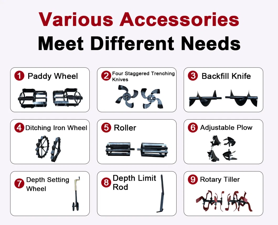 Shandong Supplier Mini Gasoline Motocultor Motoculteur Rototiller Cultivator Rotary Power Rear Tine Tiller