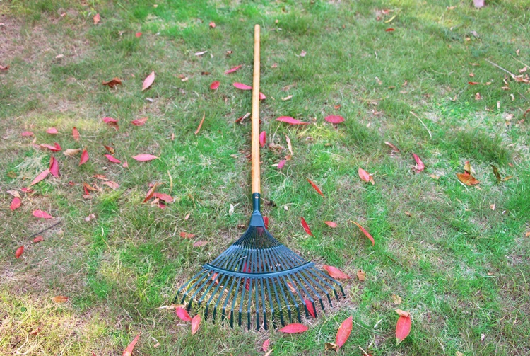 Gardening Tools Green Dead Leaf Rake Steel Wire Grass Rake Garden Rake Flowers and Grass Multi-Tooth Grass Rake