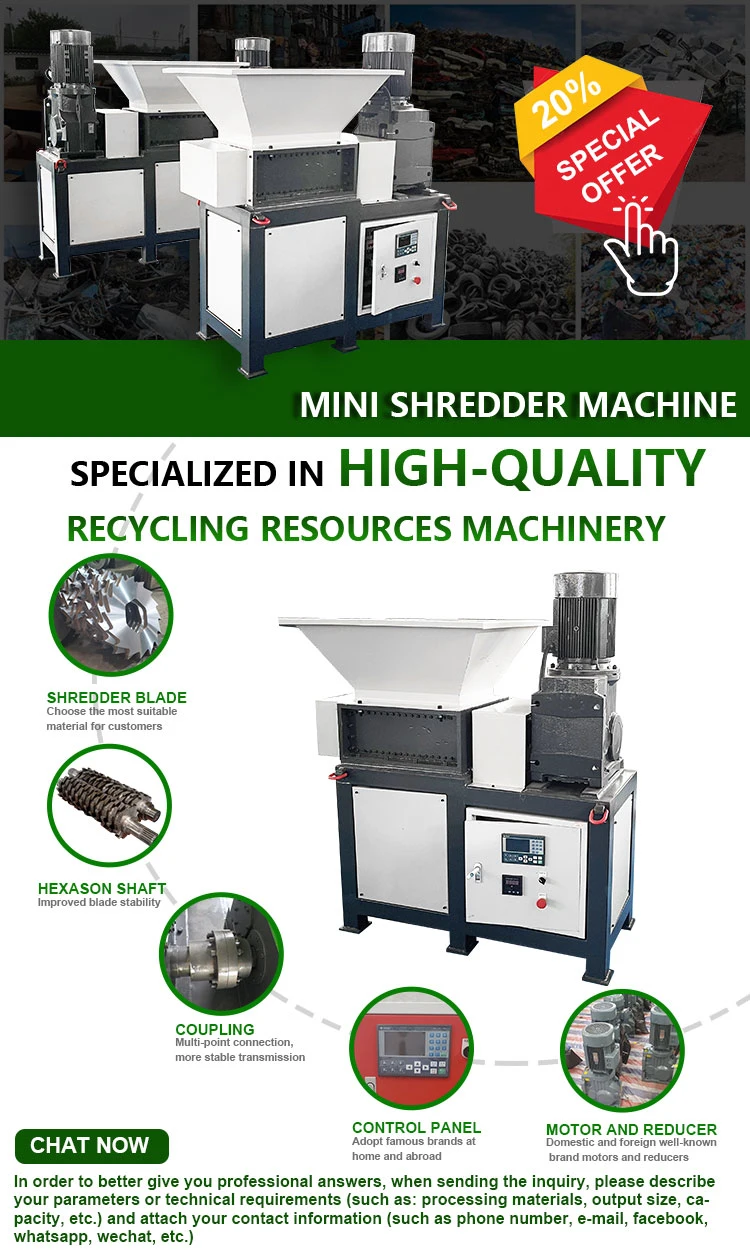 Mini Double Shaft Waste Shredder Blade Box Chassis Plastic Crusher Knives