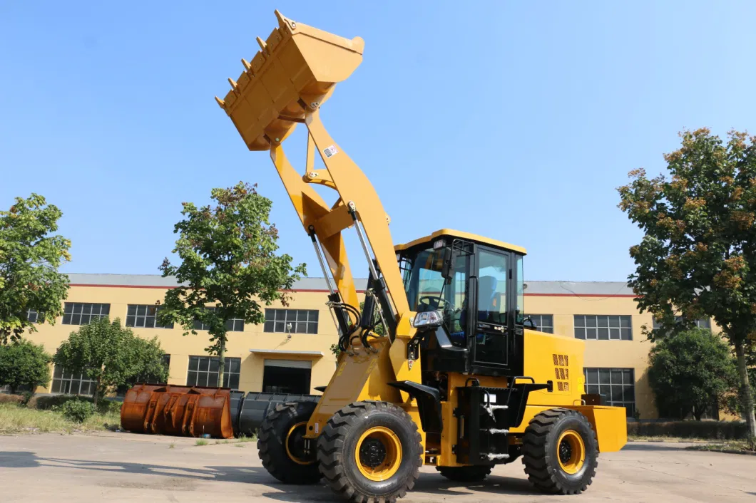 Luqing Heavy Duty New Mini Rear Shovel Truck Tractor Stone Bucket Underground Diesel Engine Wheel Loader with V Snow Plow&Snow Bucket &4 in 1 Bucket