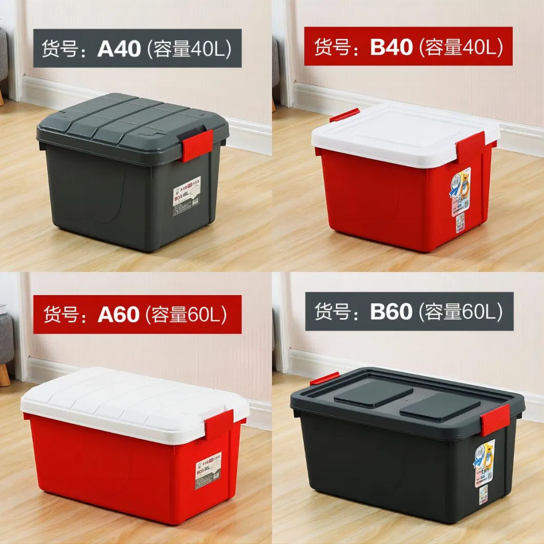 Colorful PP Plastic Storage Container Latching Box with Handle and Wheels for Cabinet Shelf Kitchen Bedroom Bathroom Office