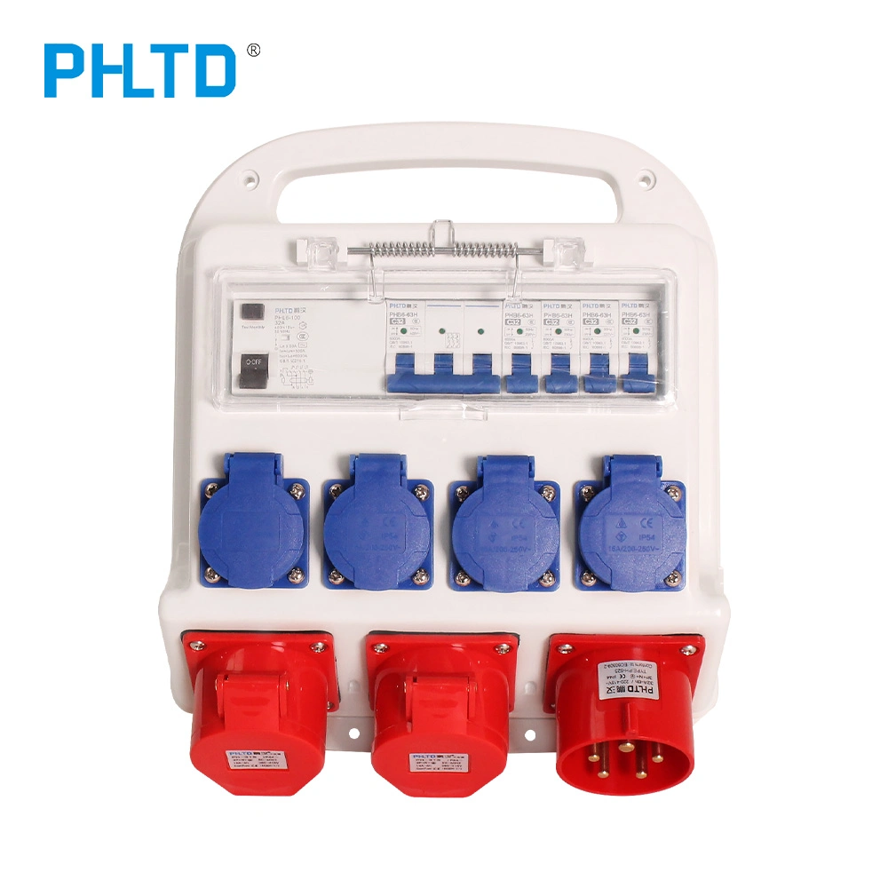 Phltd Plastic Box 3 Phase Portable Industrial Waterproof Distribution Box Power Box with a Handle Cee Socket Box