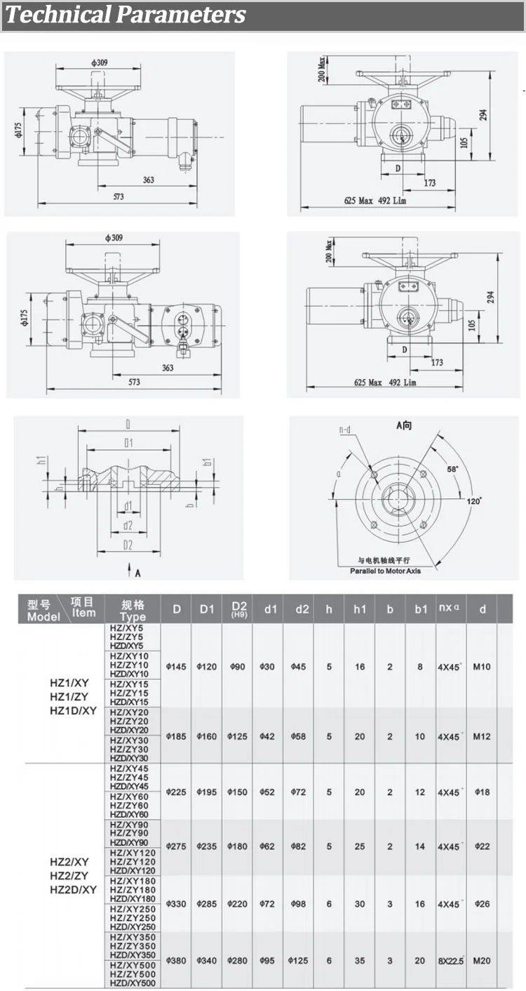 300nm on-off Type Intelligent Rotary Multi Turn Electric Drives Hz/Xy30 Hz/Zy30 Hzd/Xy30