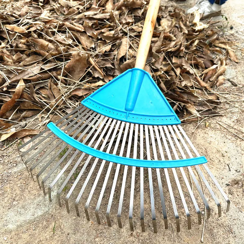 Professional Steel Handle Leaf Rake 25 Teeth, Agricultural Tool Grass Rake Garden Tool Lawn and Yard Harrow Rakes/