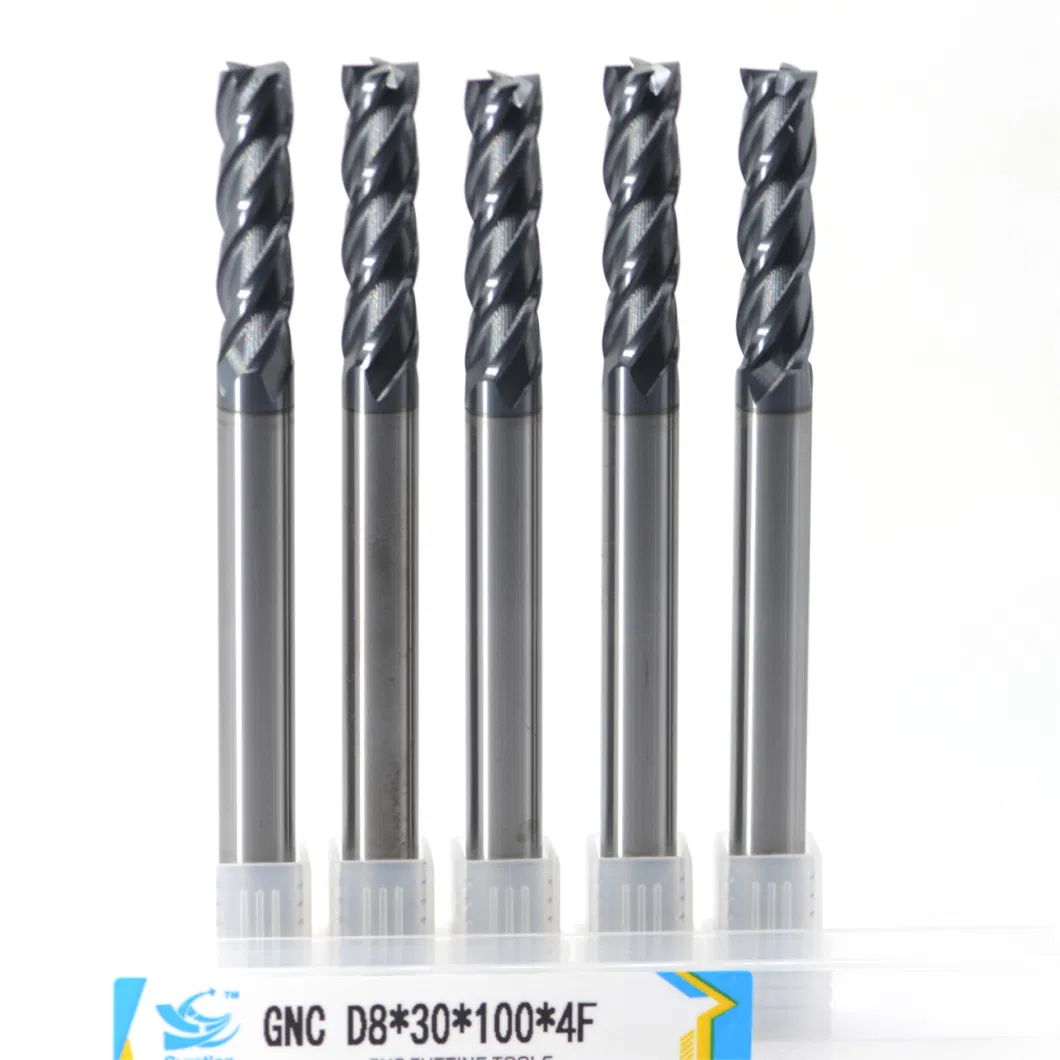 Milling Cutter Tisin Coating Steel Tool CNC Machine 4 Blade Roughing Endmills HRC50 Milling Cutter for Metal