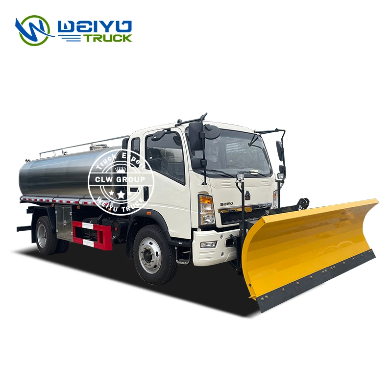 HOWO Stainless Steel 8t 10t Clean Drinking Water Transportation Truck with Snowplow