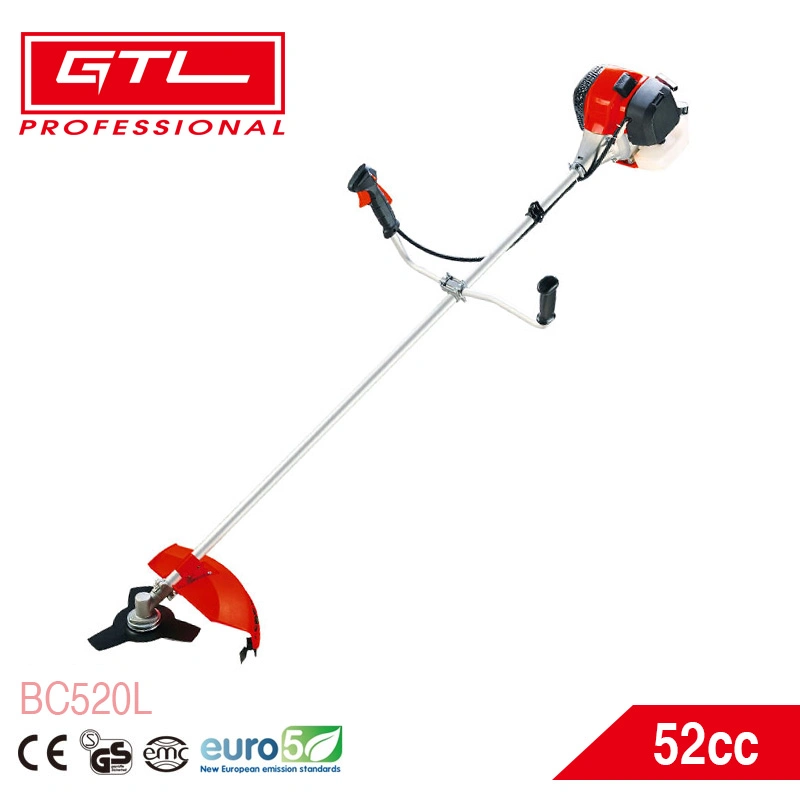 52cc Gasoline Engine Petrol Grass Trimmer 2 in 1 Garden Brush Cutter with Nylon Line Head and Metal Tri Blade (BC520L)