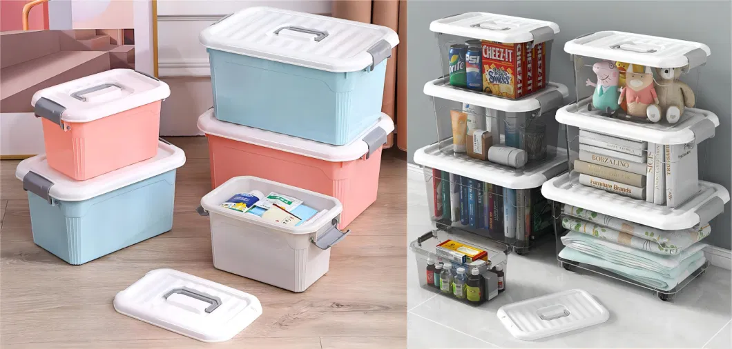 6L to 250L Large Space Plastic Storage Box with Wheels and Handle for Organizer