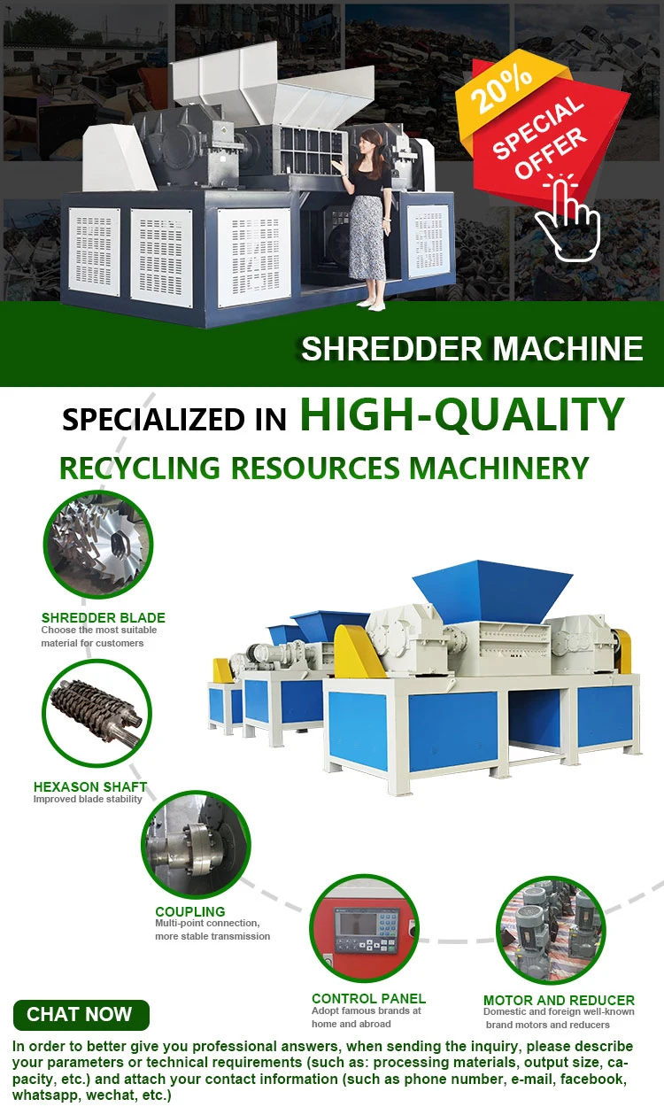 2 Shaft Shredder Recycling Machine for Hard Files and Office Papers