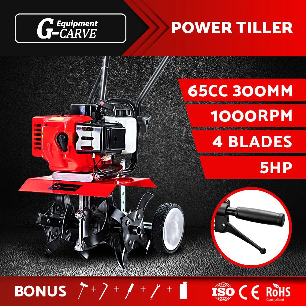 65cc Garden Cultivator Tiller Petrol Rotary Hoe 16 Tines Rototiller