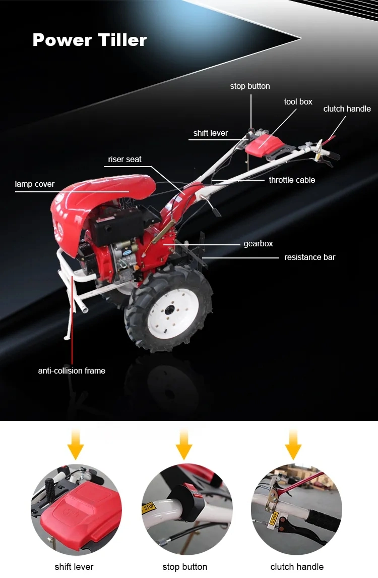 Multi Purpose Agriculture Machinery Power Tiller Petrol Motocultor