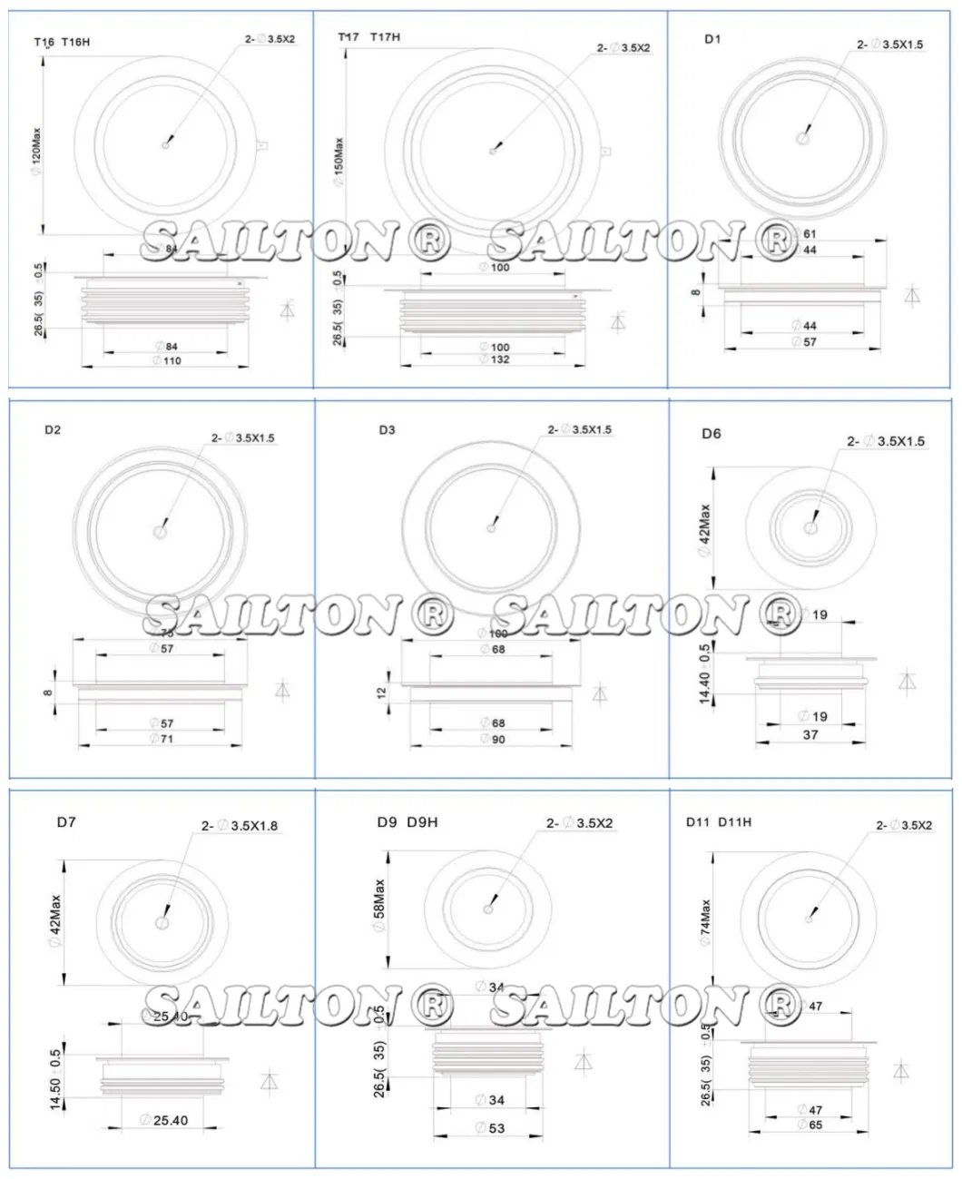 High Power Fast Switching Thyristor SCR Fast Turn on Kf300A 2500V