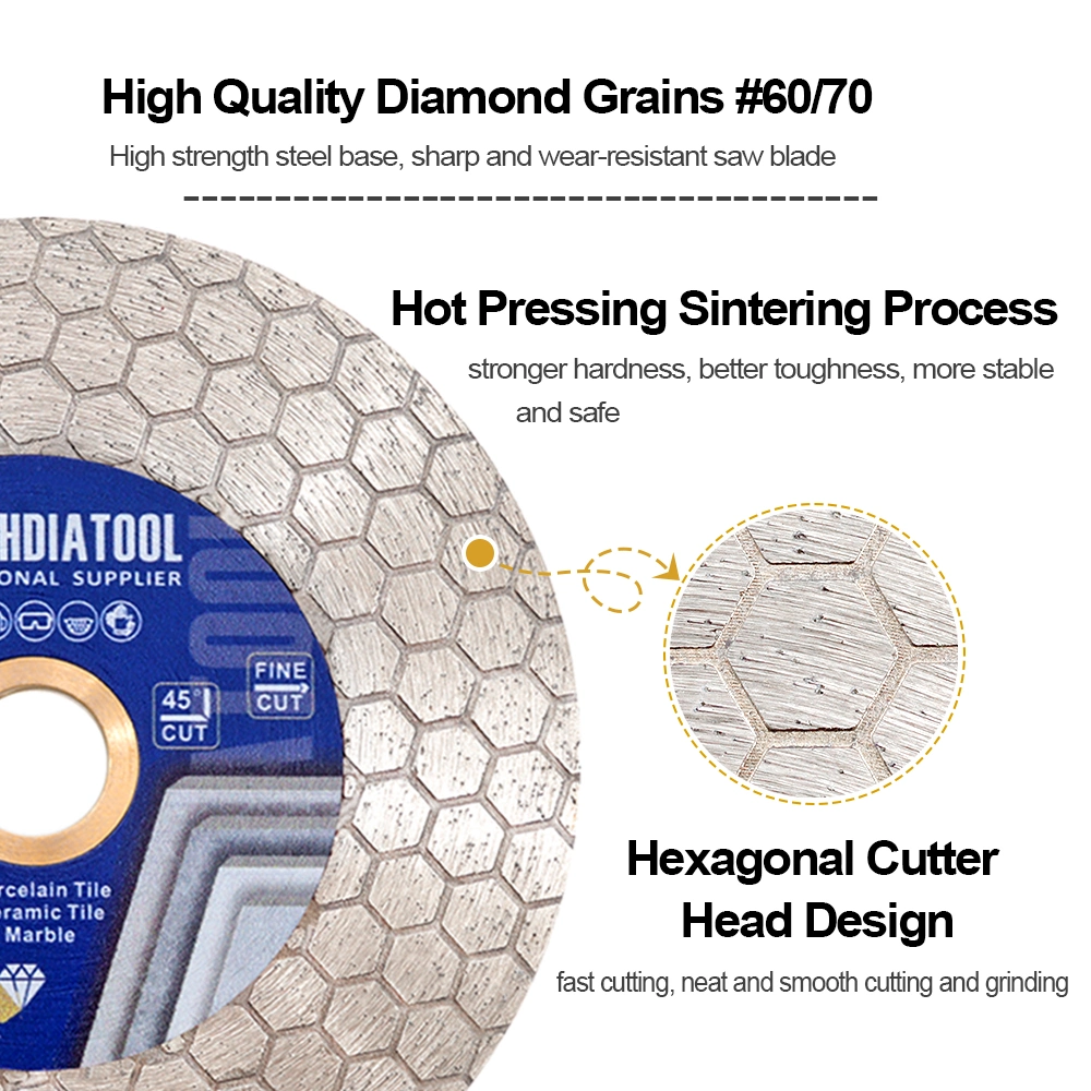 4.5&prime;&prime;/5&prime;&prime; Double Hexgonal Sided Hot Pressing Sintering Diamond Saw Blade Cutting Disc