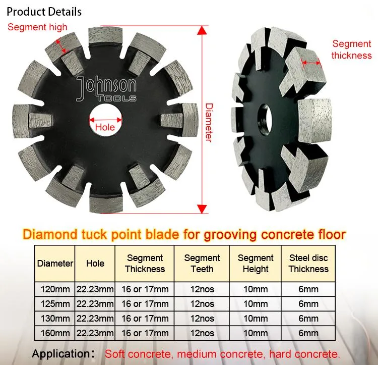 125mm Laser Welded Motar Raking Tuck Point Floor Heating Diamond Saw Blades for Hard Concrete Protection Teeth