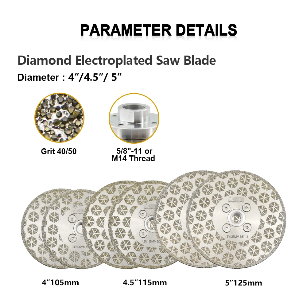 Dia4/4.5/5inch Electroplated Diamond Saw Blade Grinding Disc with M14/5/8&quot;-11 Flange