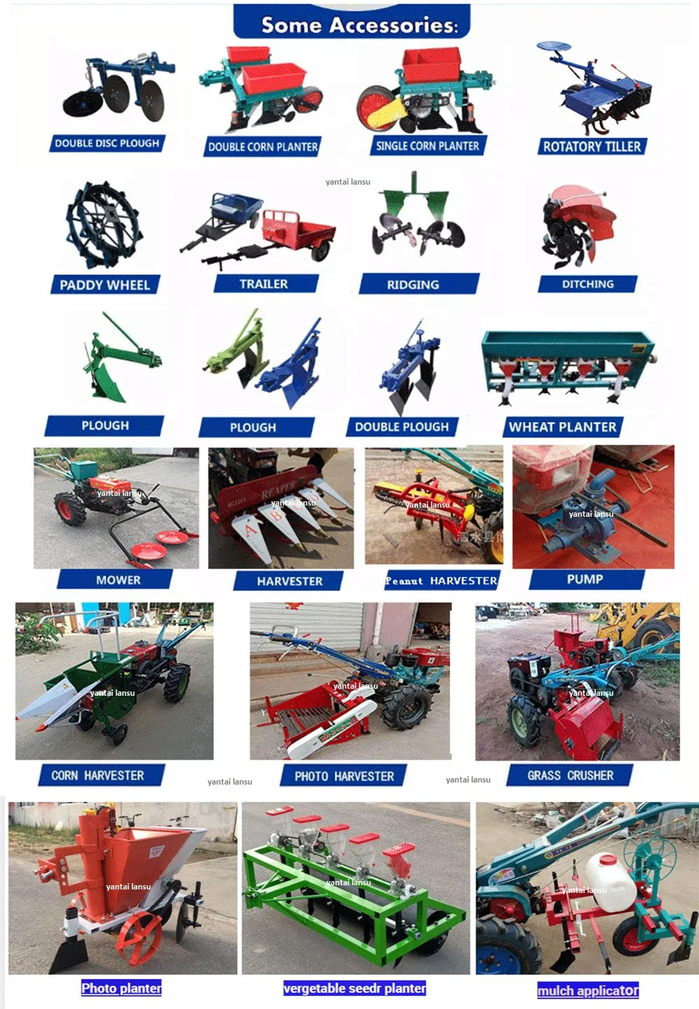 CE China Factory Mini Motocultor Diesel Prices Power Weeder Tiller Cultivator Tractor Rotary Dicher Parts