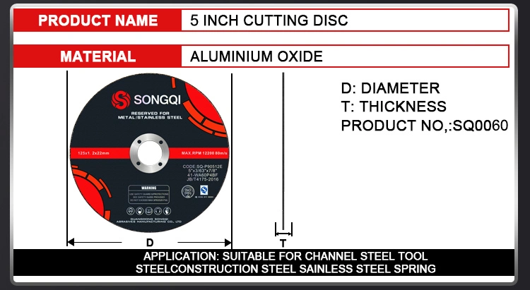 Songqi 125*1.2*22.23mm Cutting Wheel&gt;Songqi Cutting Disc