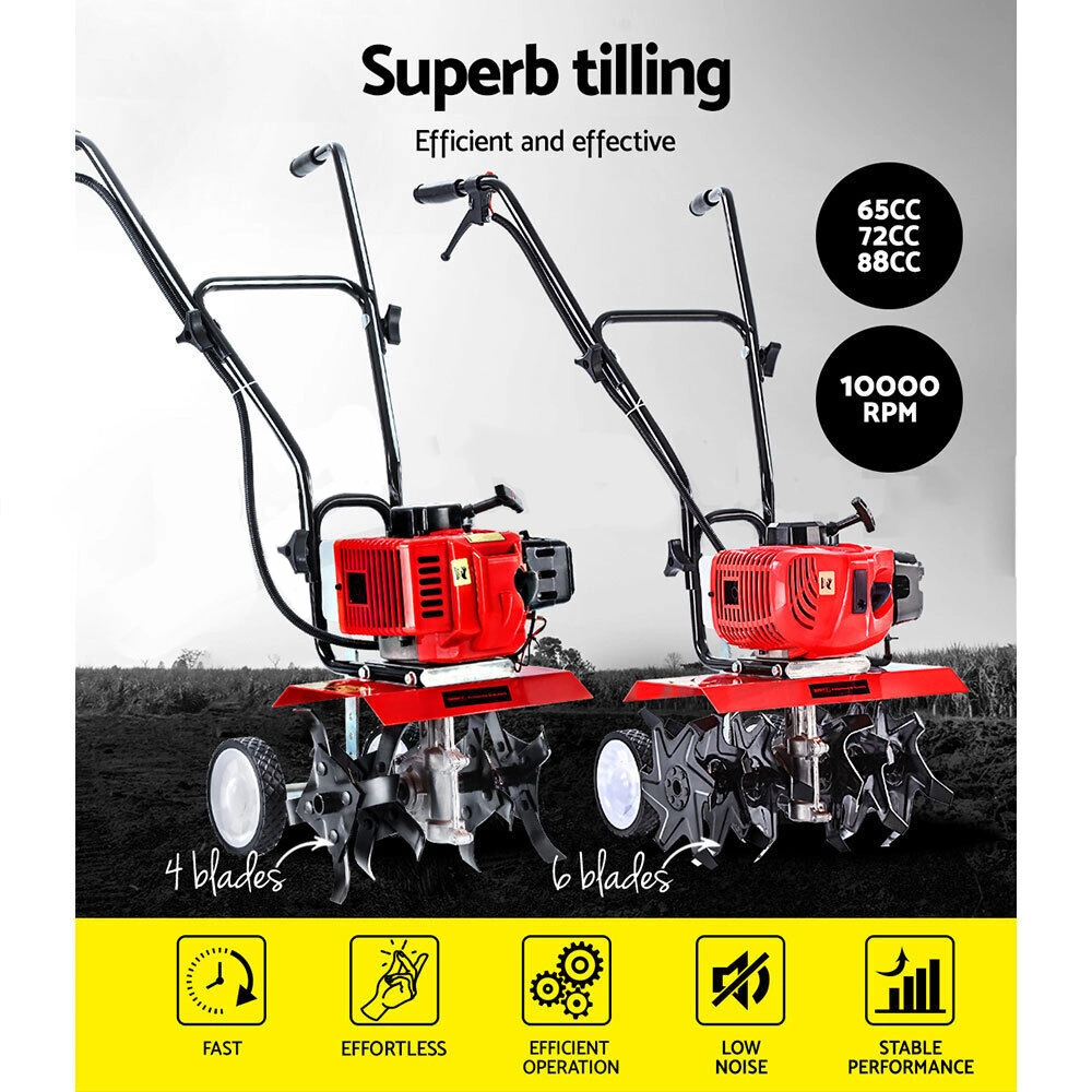 65cc Garden Cultivator Tiller Petrol Rotary Hoe 16 Tines Rototiller