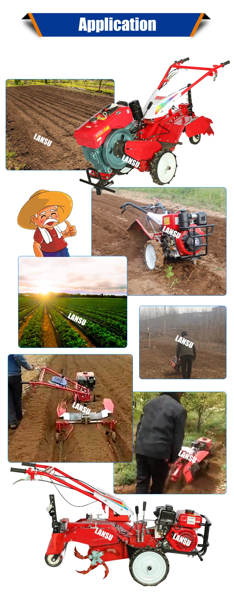 China High Quality Hot Sale Garden Tiller Cultivator Power Tiller Machine Small Diesel Engine Agricultural Power Tiller Blade