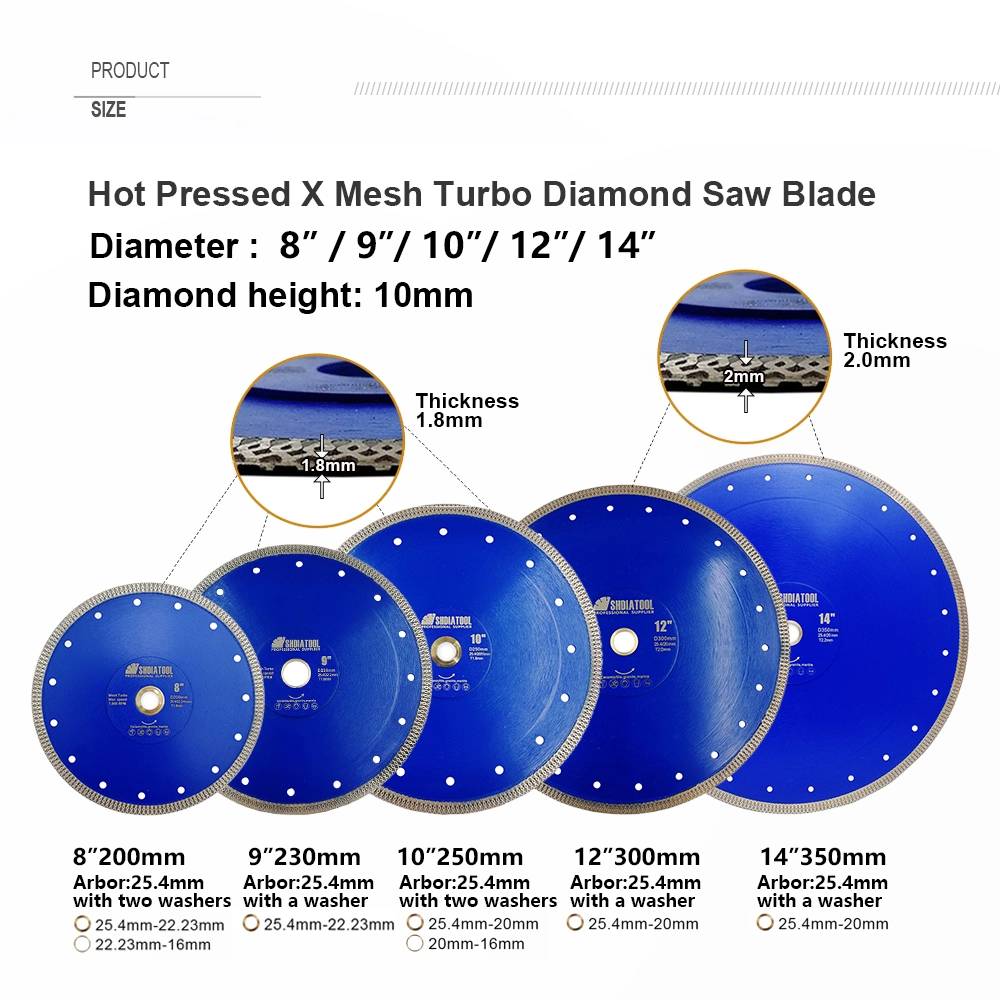 Hot Pressed X Teeth Mesh Super Thin Design Turbo Diamond Saw Blade Cutting Disc