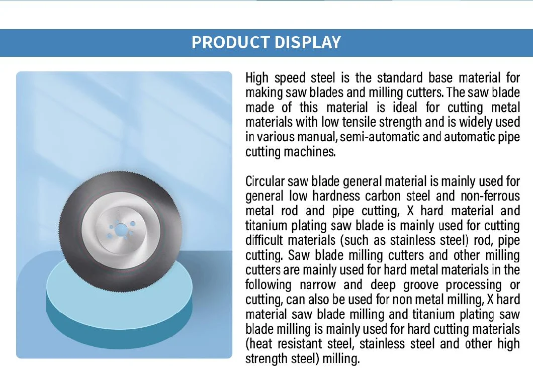 High Quality Metal Cutting HSS Circular Saw Blade HSS Slitting Saw and Milling Cutter