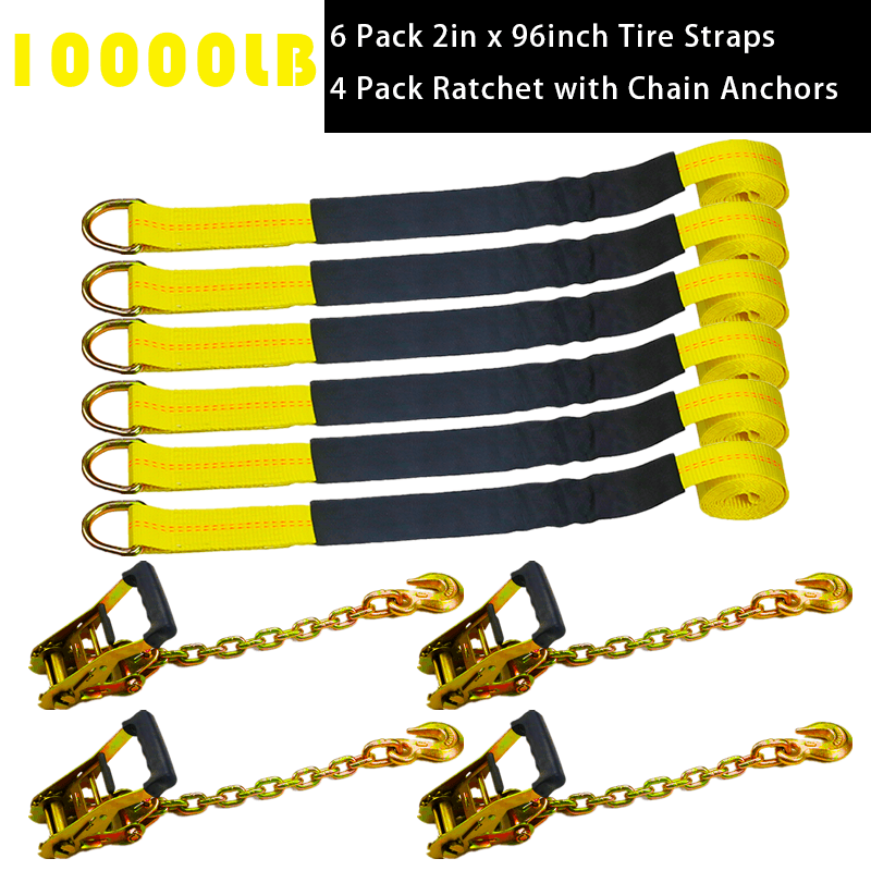 China Manufacturer Wheel Lift Strap 10000lbs Lasso Strap with Chain Anchors&D Ring