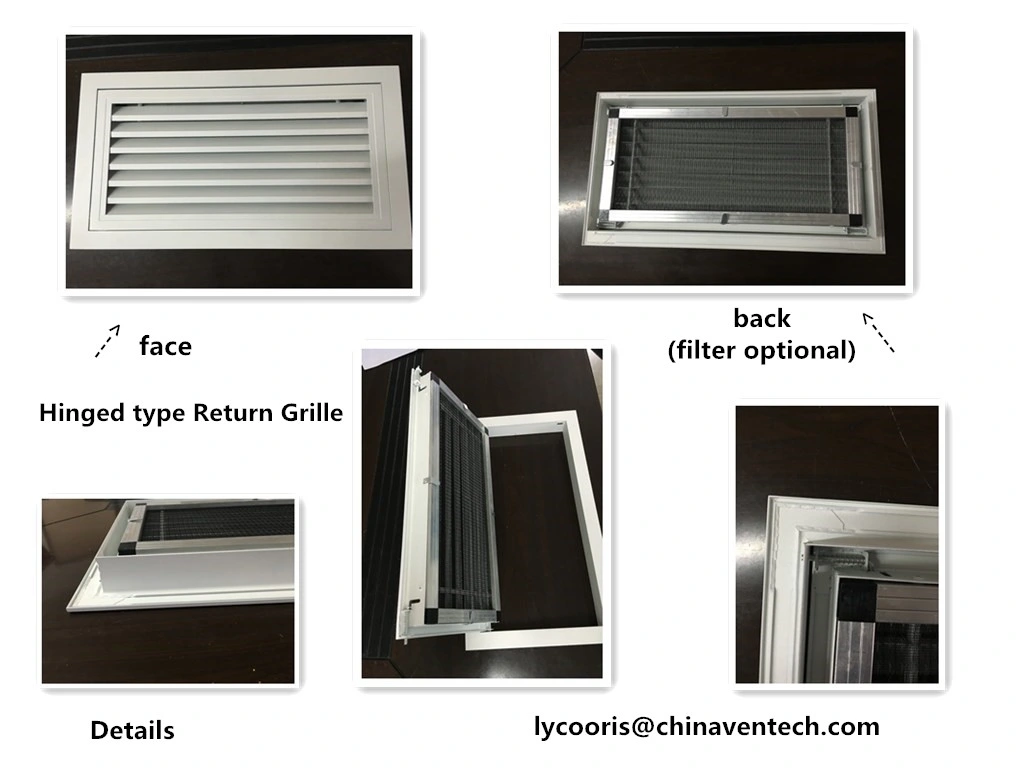 Fixed Blades in 45 Degree Hinged Type Aluminum Return Grille