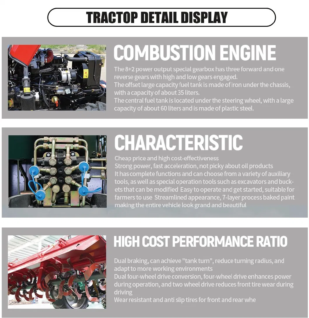 Agricultural Mini Farm Tractors with Front End Loader Machine Walk-Behind Tractor with Disc Plow 4X4 Tractor